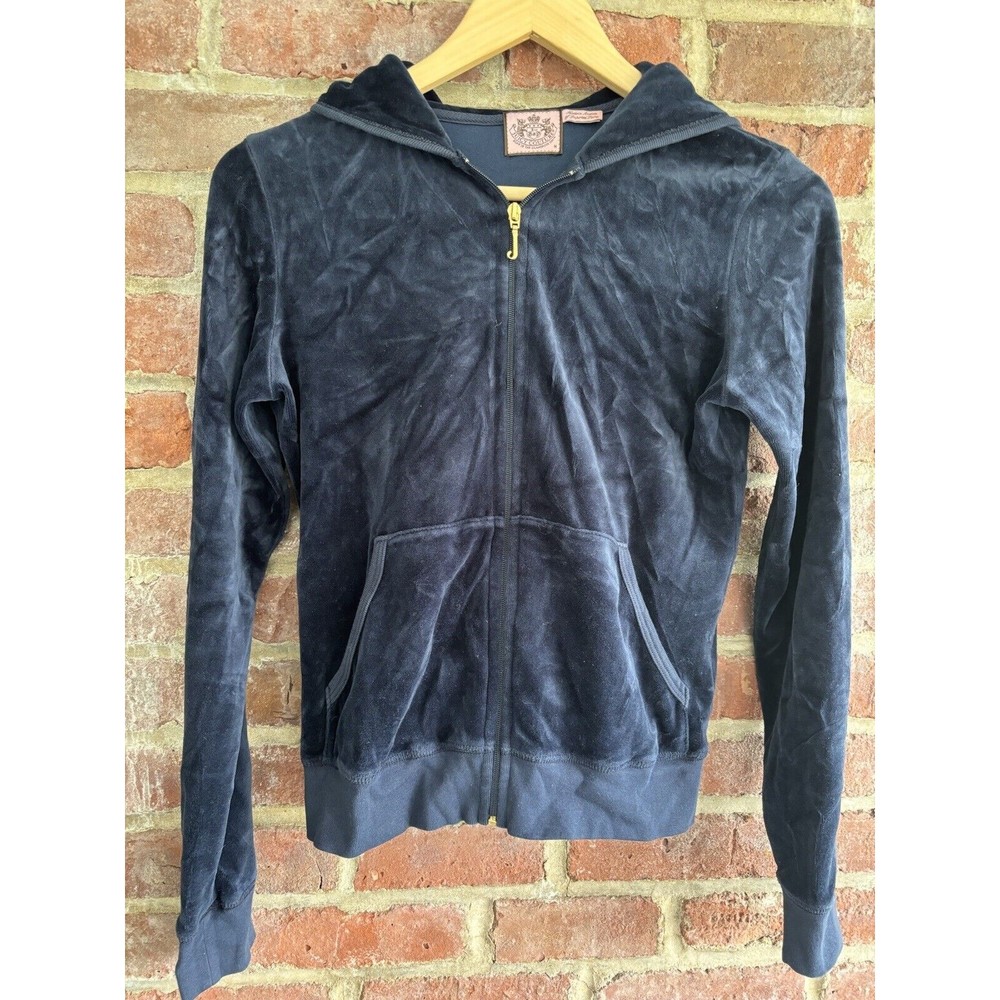 Juicy Couture Y2K Velvet Blue Zip Up Hoodie Size Medium From The House Of